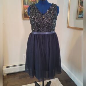Navy Blue Sequin Dress XL